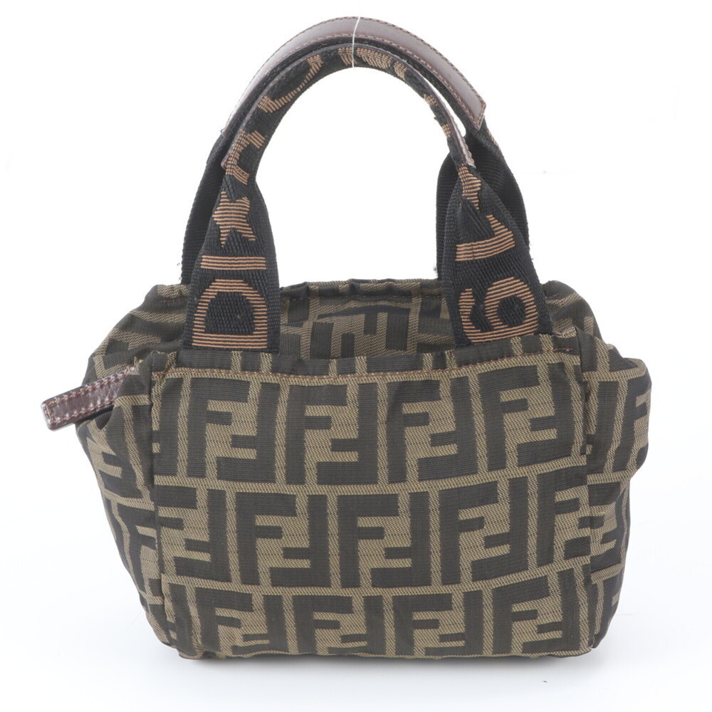 Fendi Zucca 26541 Leather Handbag Tote Bag Brown Women's